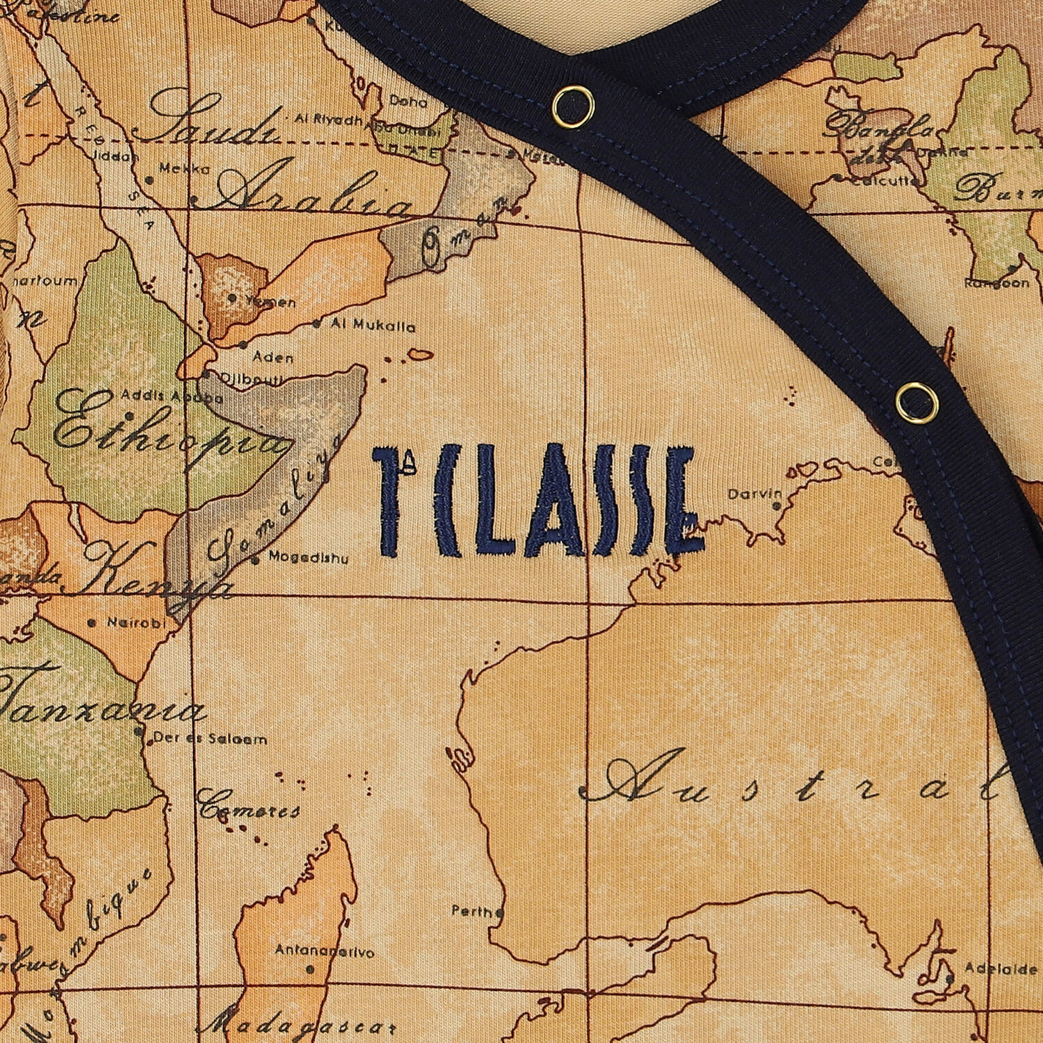 Beige Logo Geo Map Babygrow, 1, hi-res