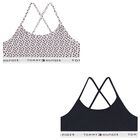 Girls Navy & White Logo Bra Tops (2-Pack) , 1, hi-res