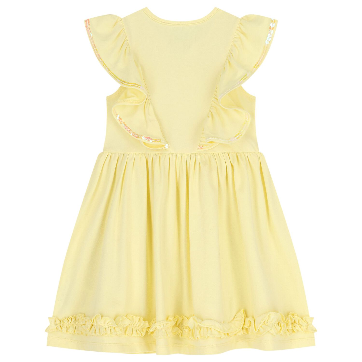Girls Yellow Ruffle Dress, 3, hi-res