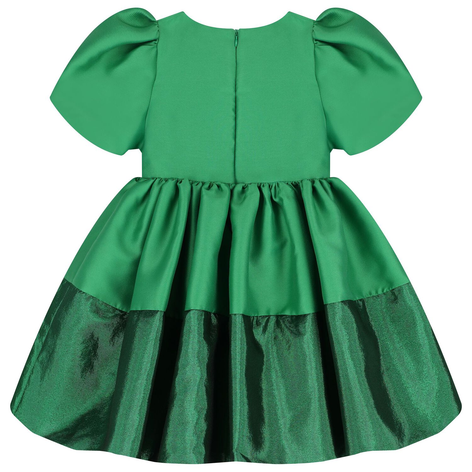 Girls Green Bow Pleated Twill Dress, 1, hi-res image number null