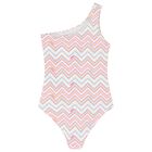 Girls White Zig Zag Swimsuit, 1, hi-res