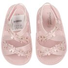 Baby Girls Pink Flower Sandals , 1, hi-res