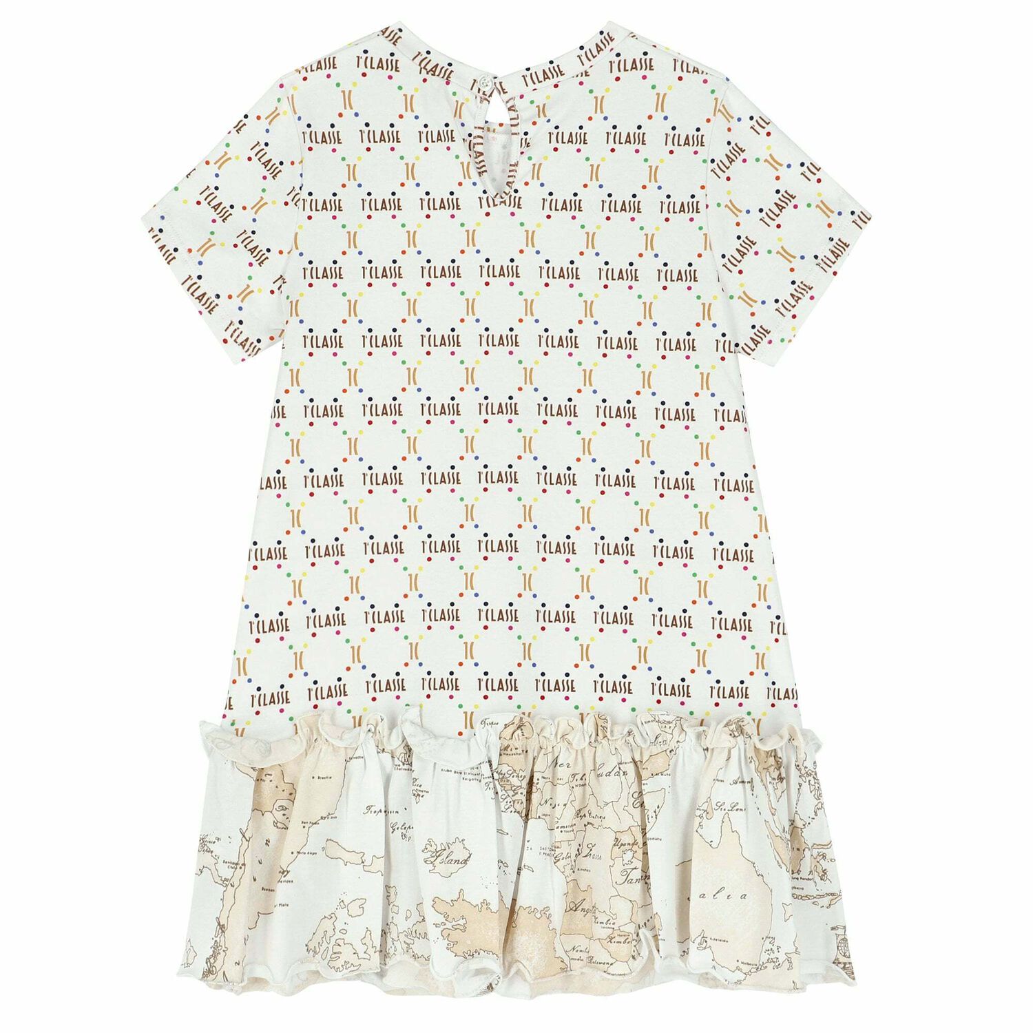 Girls White Logo Dress, 1, hi-res