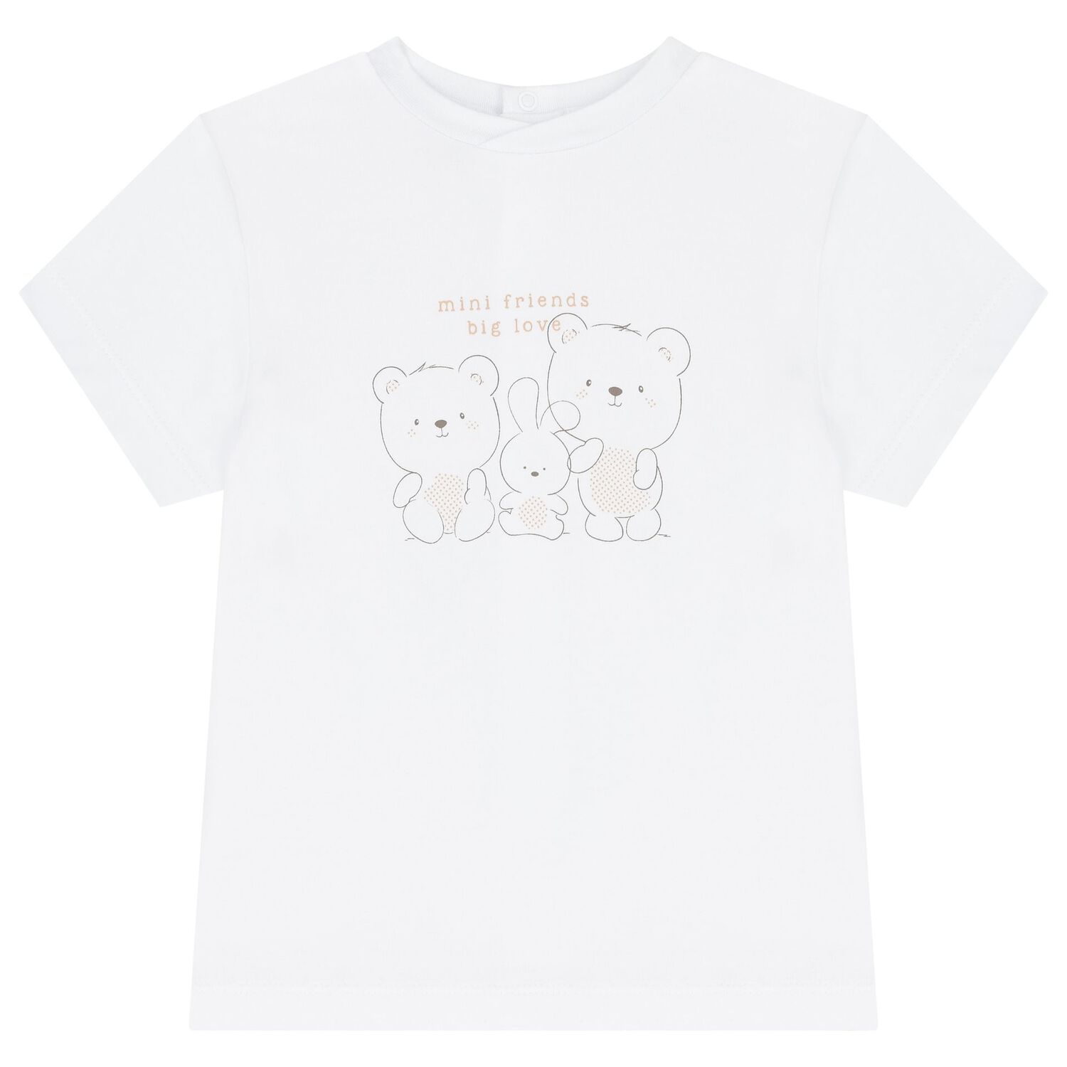 Younger Girls White & Beige Teddy Bear Shorts Set, 1, hi-res image number null