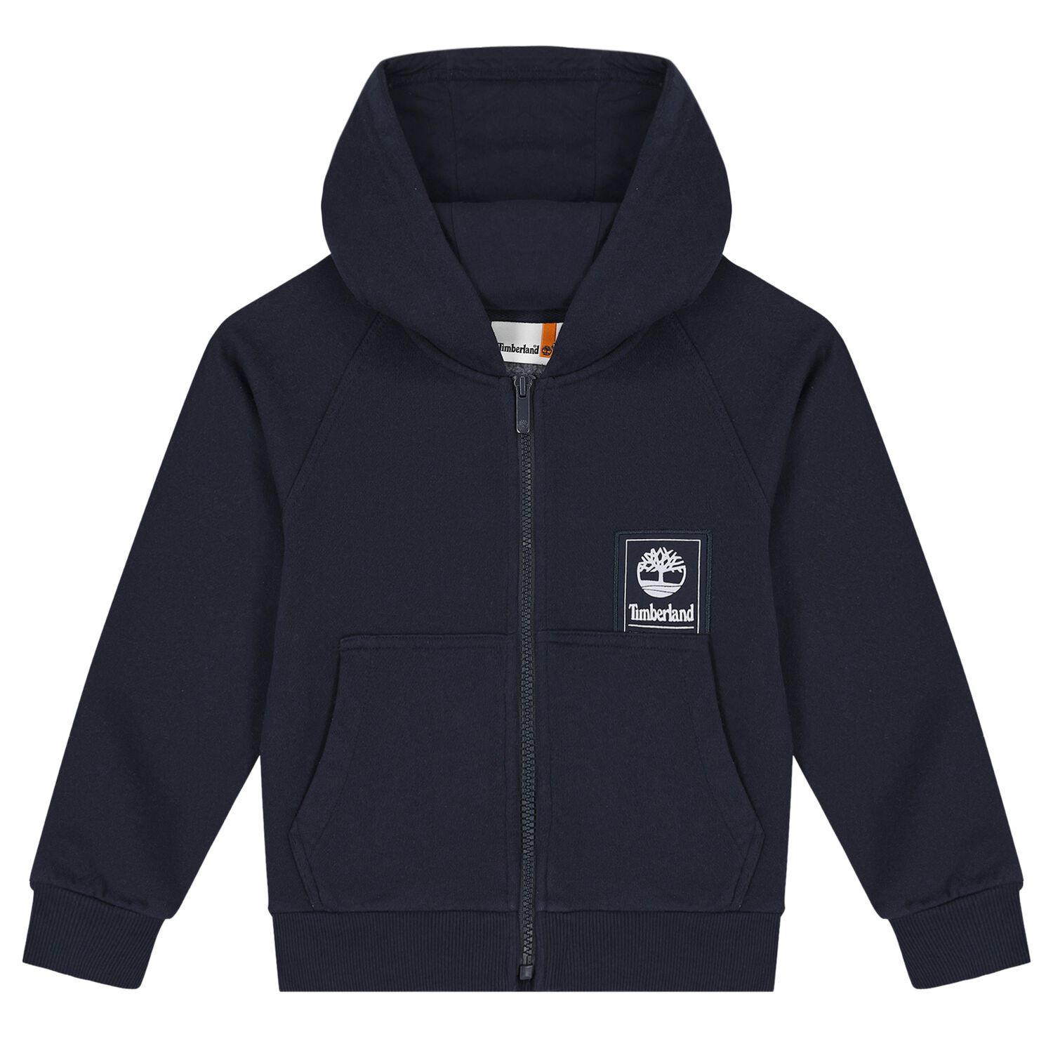 Boys Navy Blue Logo Hooded Zip Up Top, 1, hi-res image number null