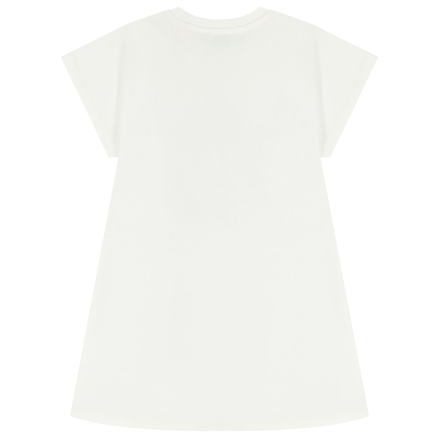 Girls White Boke Flower Logo Dress, 1, hi-res