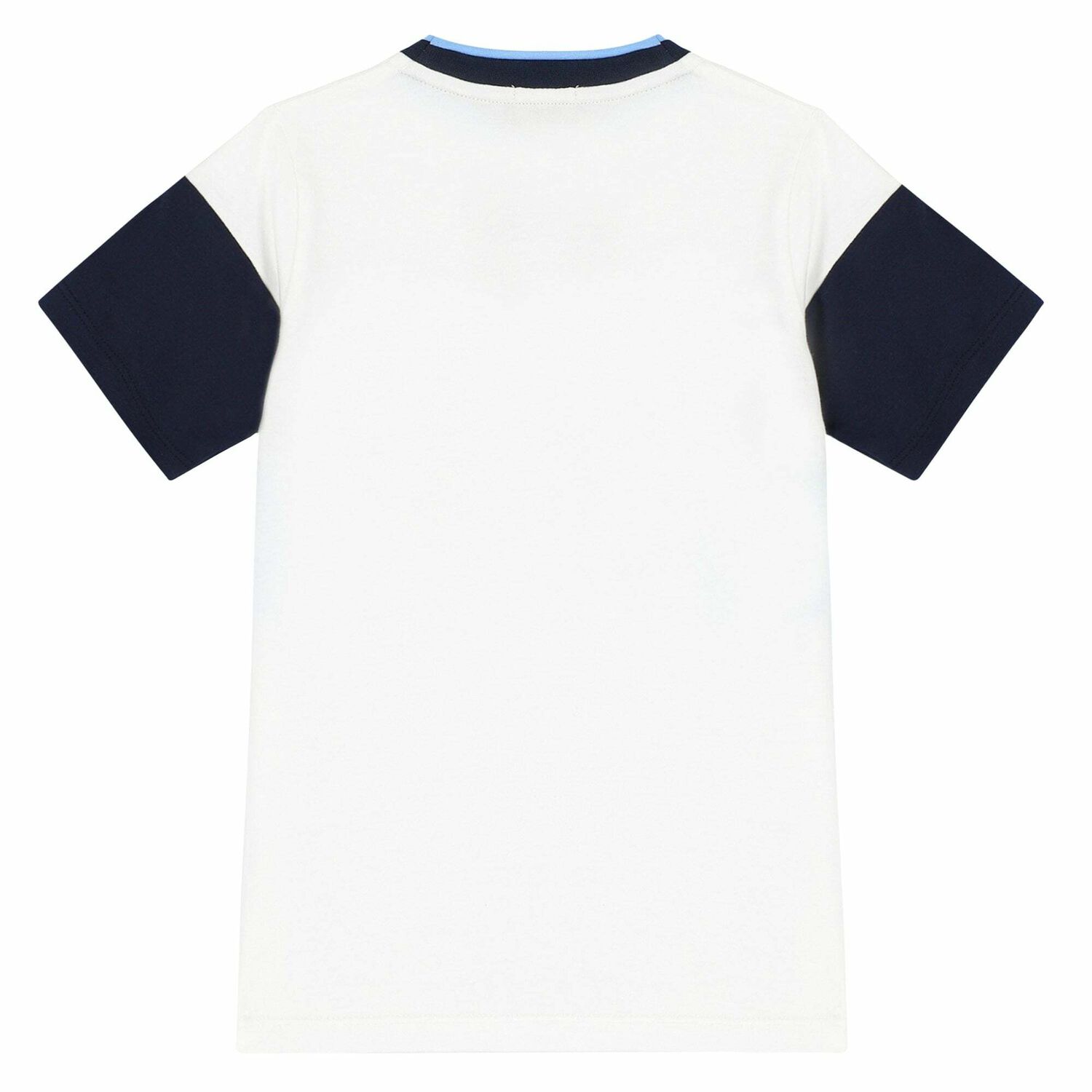 Boys White, Navy & Light Blue Logo T-Shirt, 3, hi-res image number null