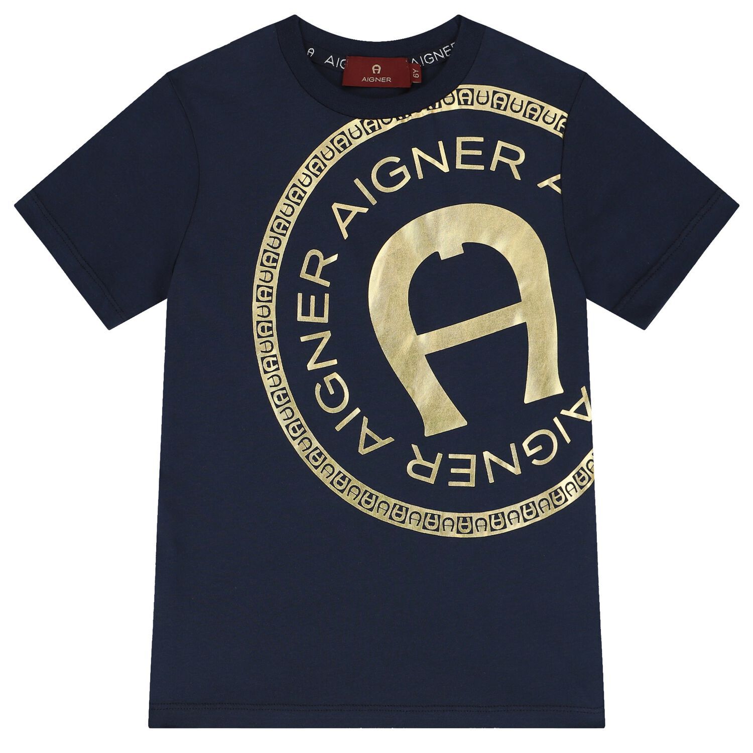 Boys Navy Blue & Gold Logo T-Shirt, 3, hi-res image number null