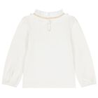Girls White Pearl & Tulle Collar Top, 1, hi-res