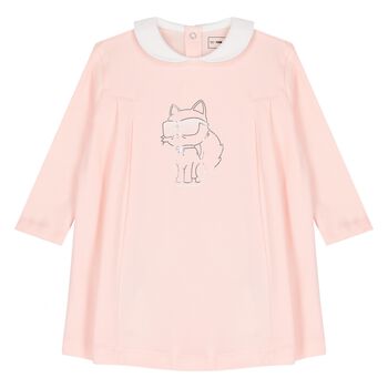 Younger Girls Pink Choupette Logo Dress