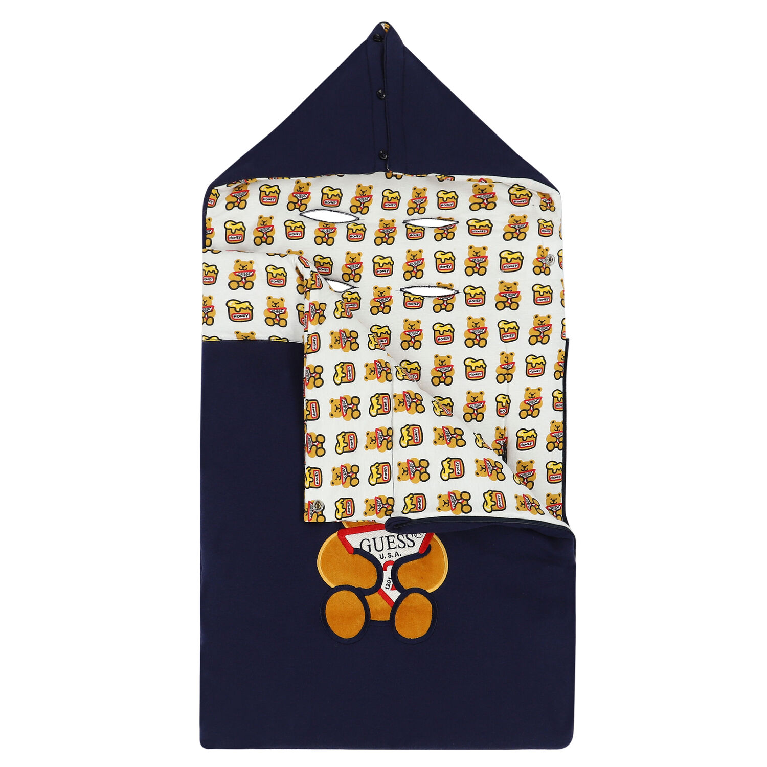 Baby Boys Navy Teddy Logo Nest, 1, hi-res