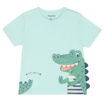Younger Boys Aqua Crocodile T-Shirt