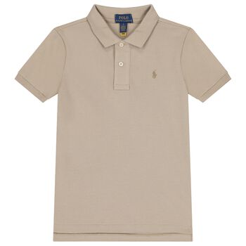 Boys Beige Logo Polo Shirt