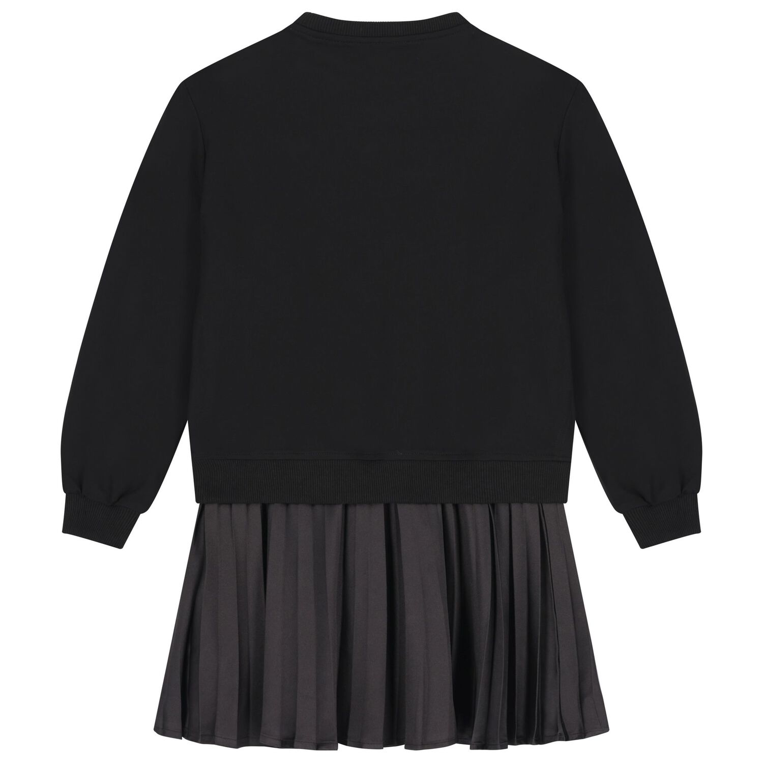 Girls Black Sweatshirt Dress, 1, hi-res