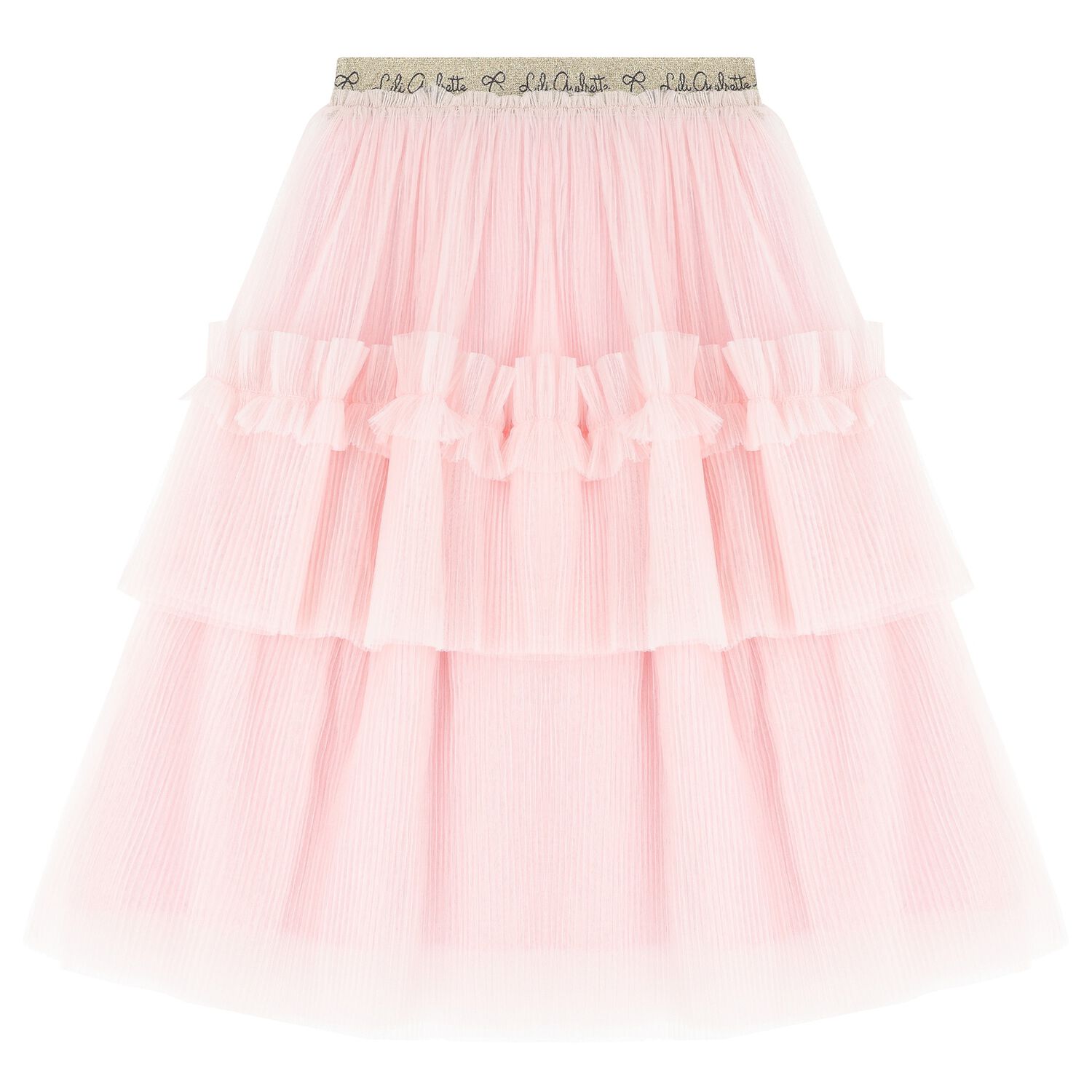 Girls Pink & Gold Logo Tulle Skirt, 1, hi-res image number null