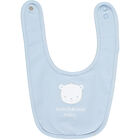 Baby Boys Blue Teddy Bib, 1, hi-res