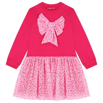 Girls Pink Polka Dot Tulle Dress
