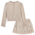 Girls Gold Plissé Skirt Set, 1, hi-res