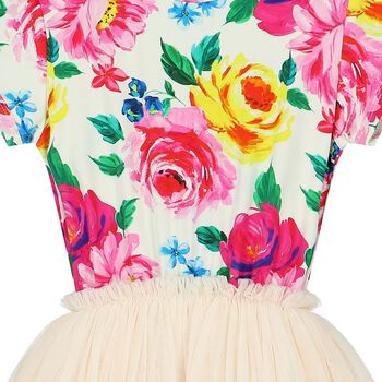 Girls Ivory Floral Tulle Dress