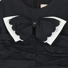 Girls Black Bow Dress, 2, hi-res