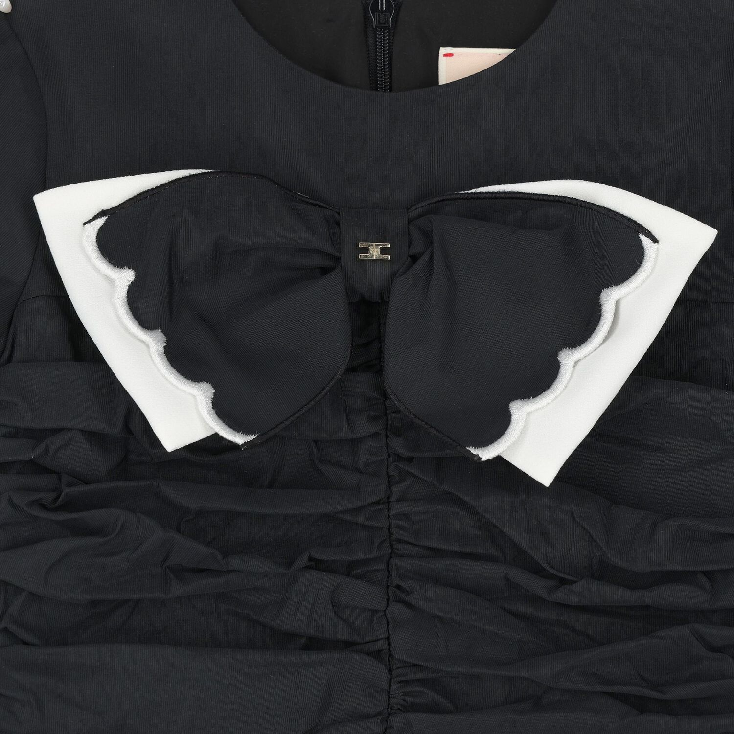 Girls Black Bow Dress, 2, hi-res