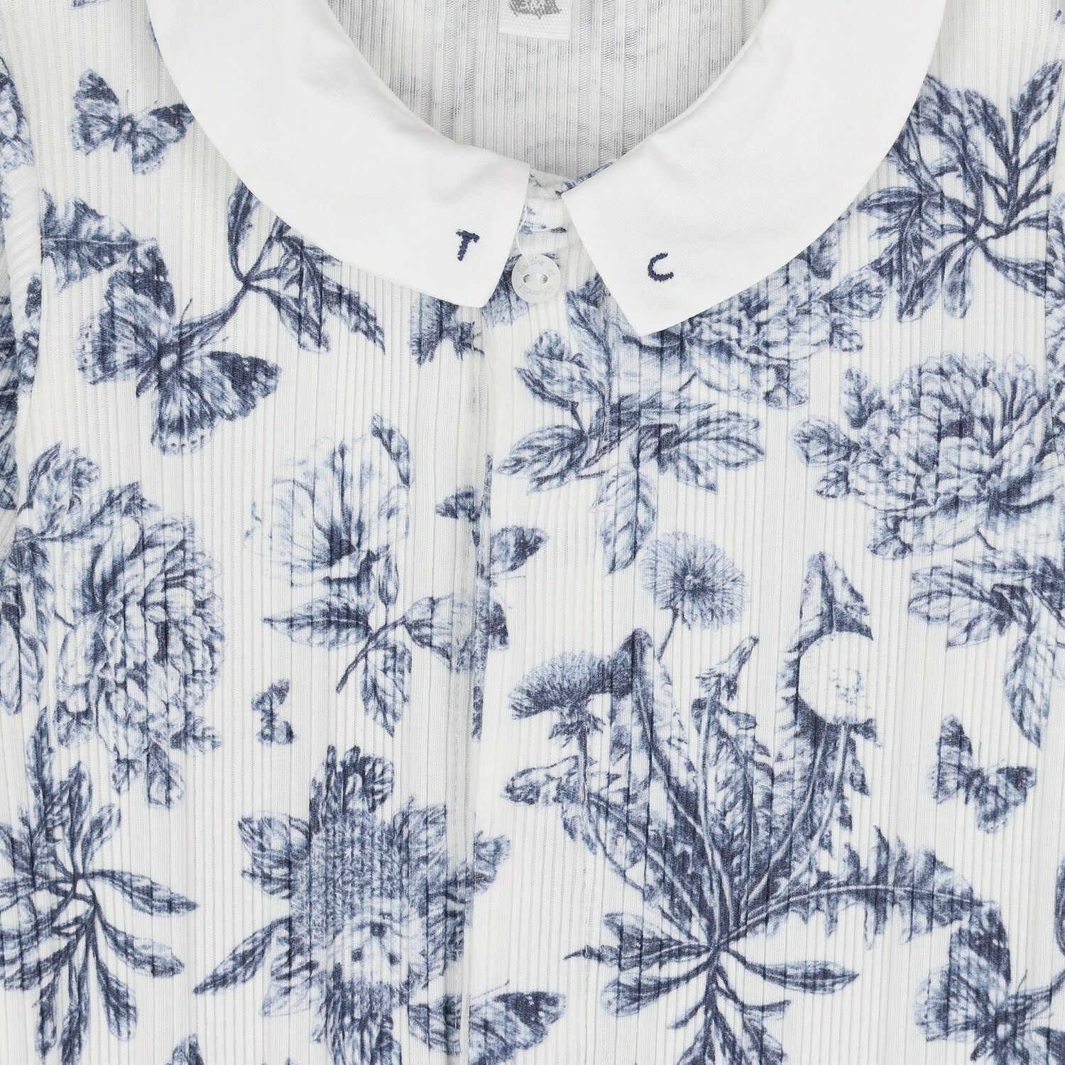 Baby Boys Ivory & Navy Blue Toile De Jouy Babygrow Gift Set, 1, hi-res