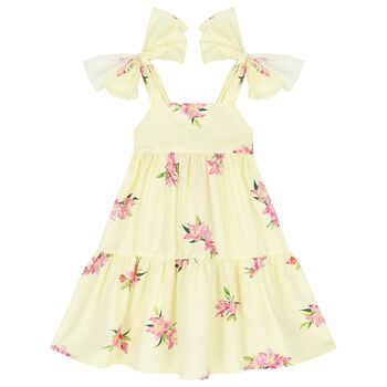Girls Yellow Bow Dress