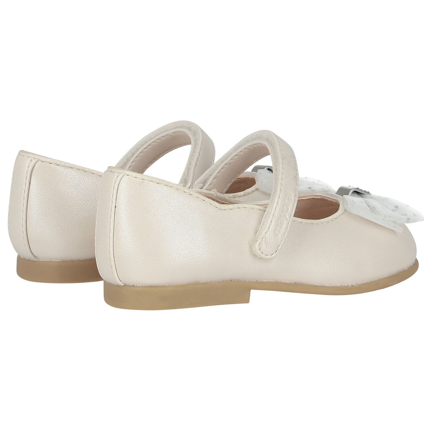 Younger Girls Ivory Bow Shoes, 3, hi-res image number null