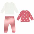 Baby Girls Ivory & Pink 3 Piece Tracksuit, 1, hi-res