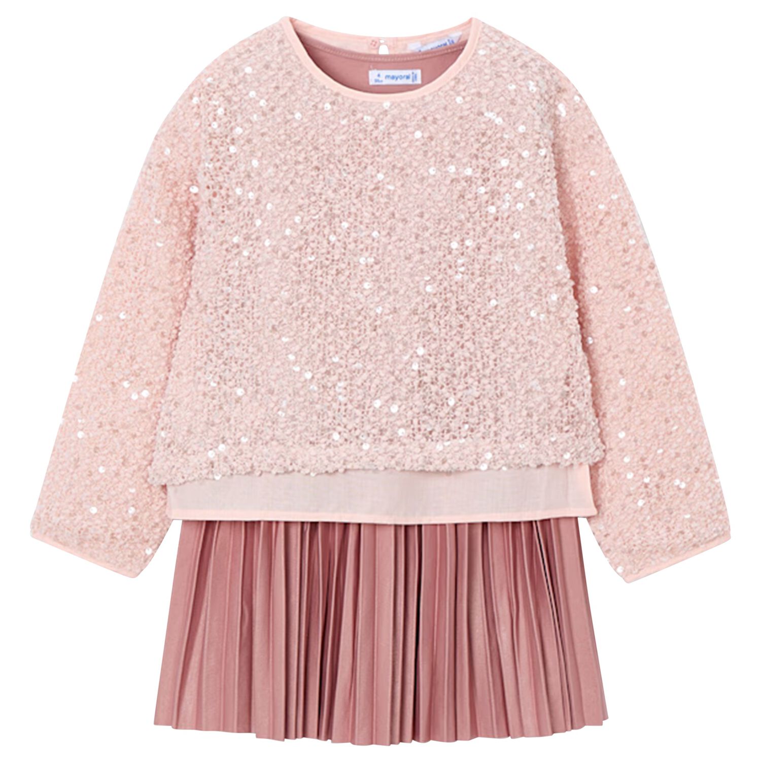 Girls Pink Sequin Dress Set, 2, hi-res