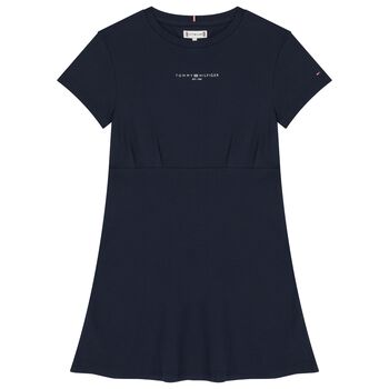 Girls Navy Blue Logo Dress