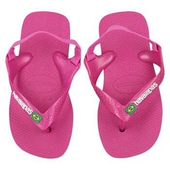 Girls Pink Logo Flip Flops