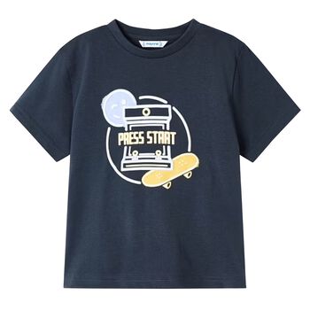 Boys Navy Blue Skate Board T-Shirt