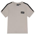 Boys Beige Logo T-Shirt, 3, hi-res