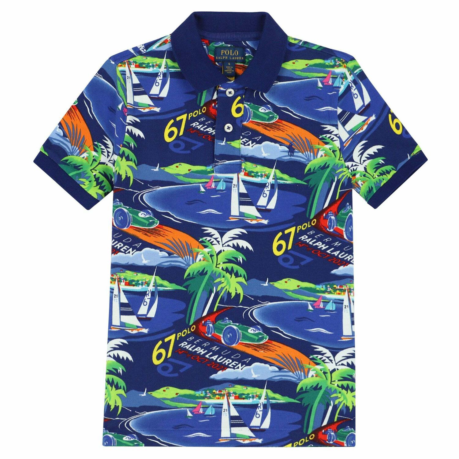 Boys Blue Logo Polo Shirt, 1, hi-res