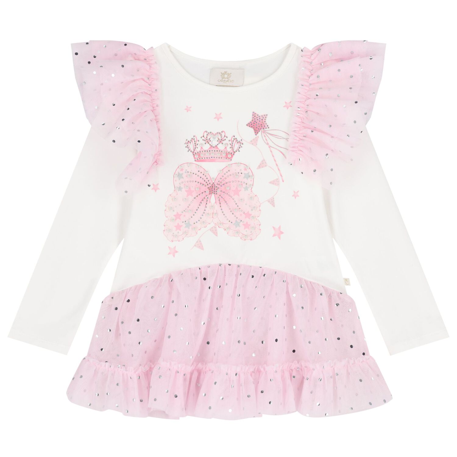 Girls Pink & Ivory Tulle Fairy Wings Leggings Set , 1, hi-res