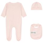Baby Girls Pink Logo Babygrow Gift Set, 2, hi-res