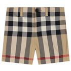 Younger Boys Beige Checkered Shorts, 1, hi-res