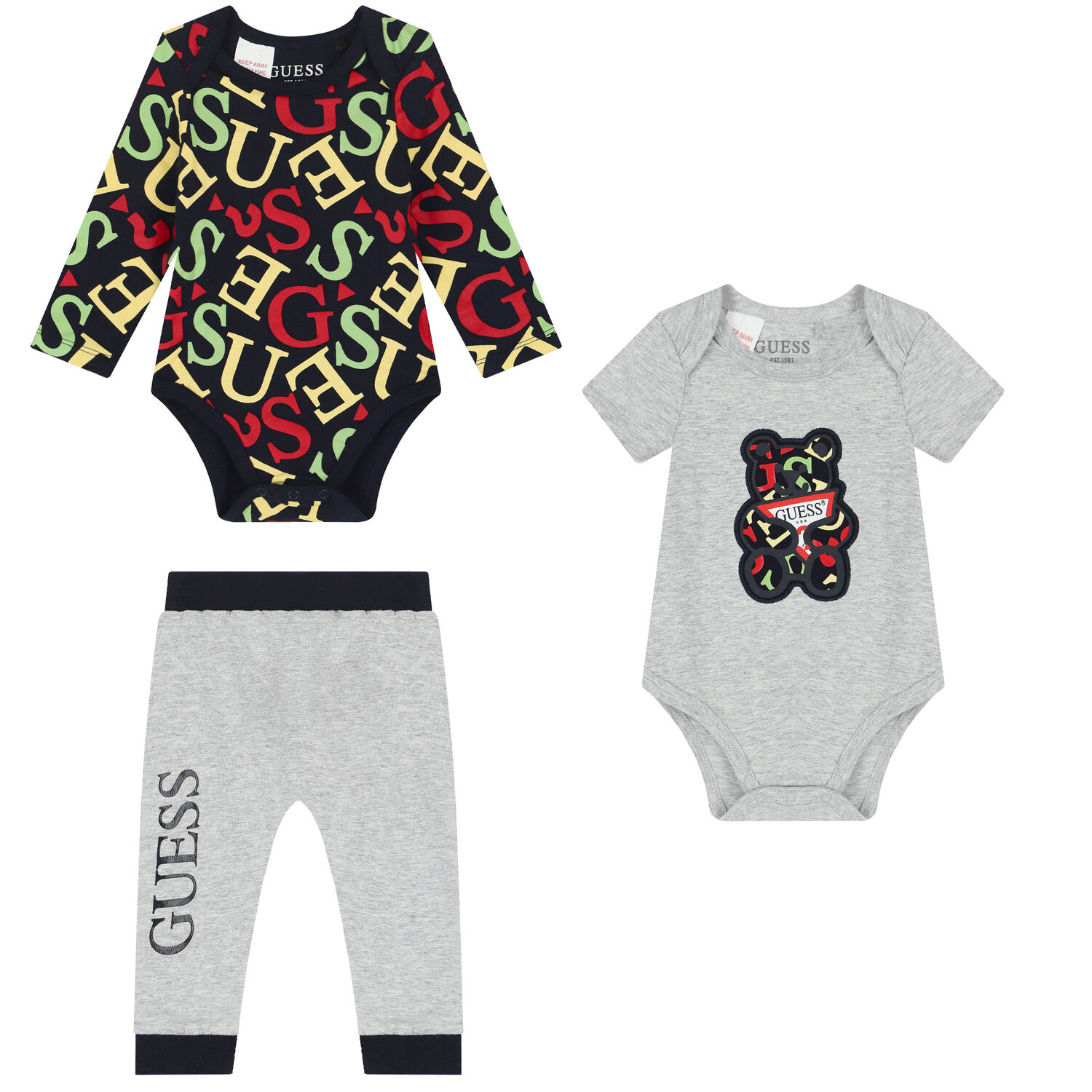 Baby Boys Grey & Black Logo Gift Set, 1, hi-res