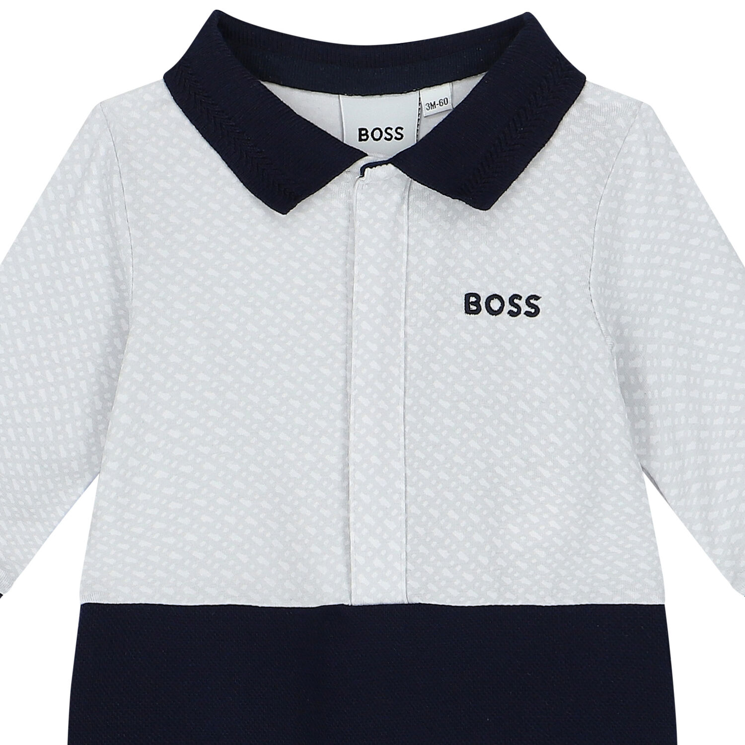 Baby Boys White & Blue Logo Romper, 1, hi-res image number null