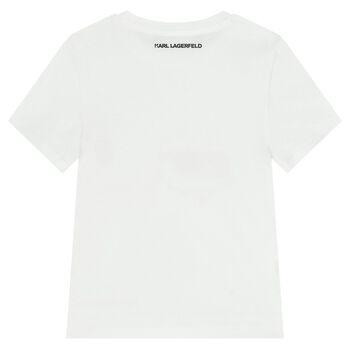 Girls White Ikonik Karl & Choupette T-Shirt