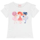 Girls White Ruffled T-Shirt, 1, hi-res