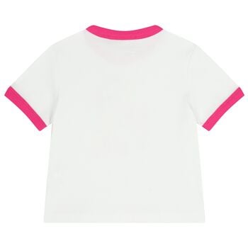 Girls White Logo Ribbed T-Shirt