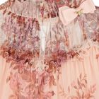 Girls Pink Floral Tulle Dress, 1, hi-res