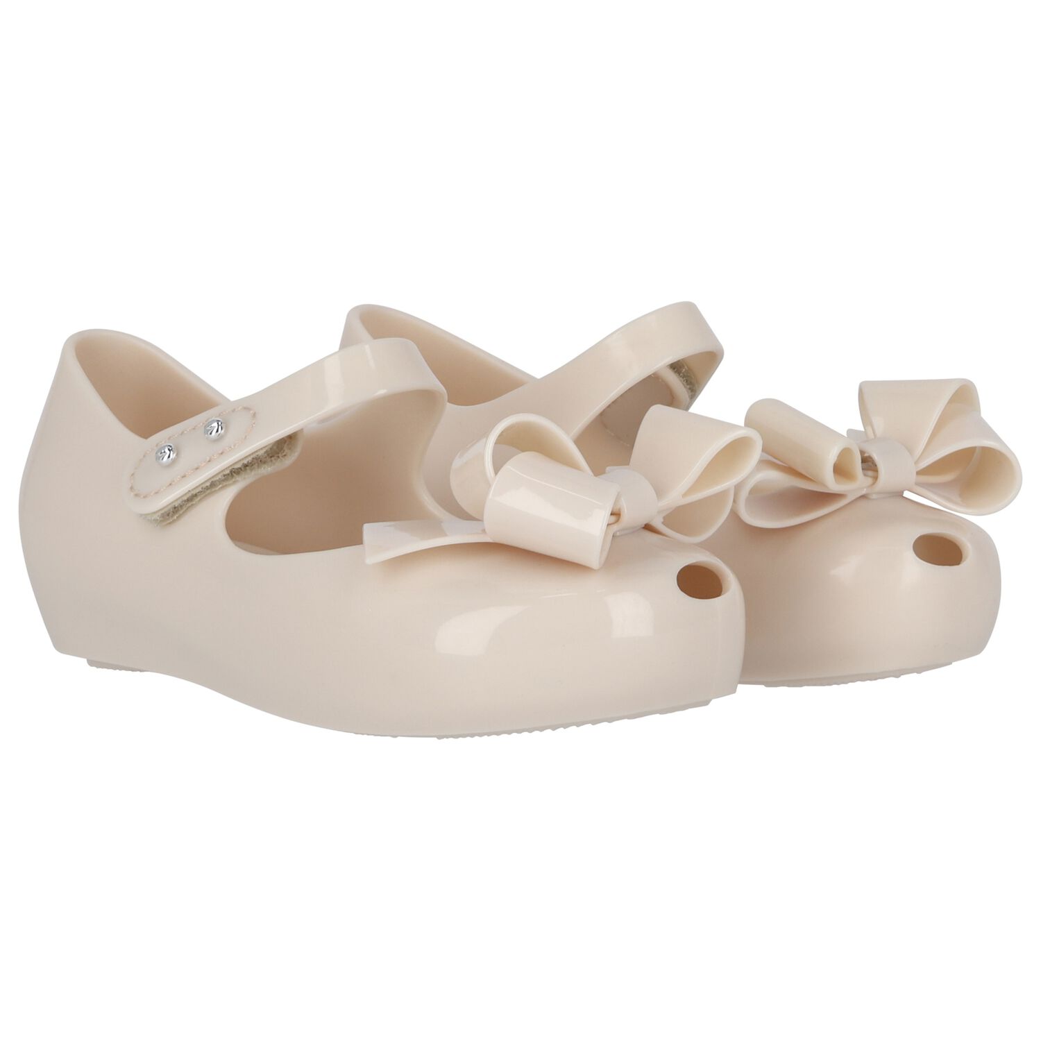 Girls Beige Bow Jelly Shoes, 1, hi-res image number null