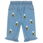 Younger Girls Blue Bee Denim Trousers, 1, hi-res