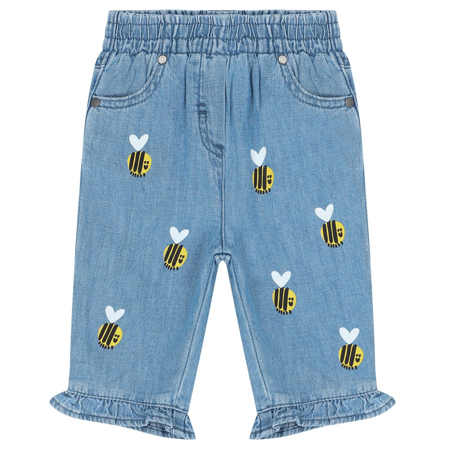 Younger Girls Blue Bee Denim Trousers, 1, hi-res image number null