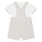 Baby Boys Beige & White Dungaree Set, 1, hi-res