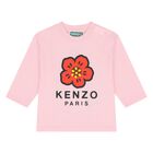 Younger Girls Pink Boke Flower Long Sleeve Top , 1, hi-res