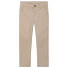 Boys Beige Chino Trousers, 1, hi-res